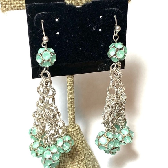 Bloomingdale’s Earrings Dangles Chandeliers Silver Tone Rhinestones - Picture 5 of 9